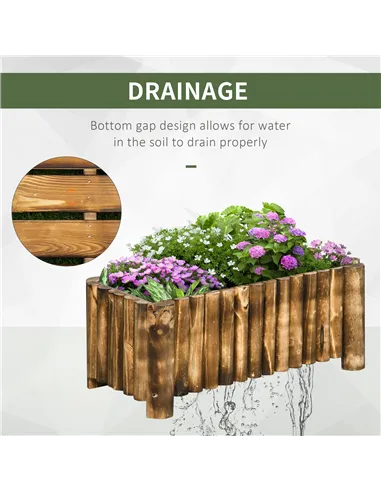 Outsunny 52L Raised Flower Bed Wooden Rectangular Planter Container Box Herb Pot Flower Pot 78L x 35W x 30H (cm)