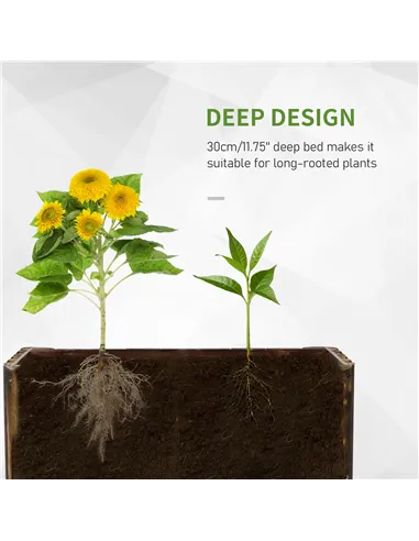 Outsunny 52L Raised Flower Bed Wooden Rectangular Planter Container Box Herb Pot Flower Pot 78L x 35W x 30H (cm)