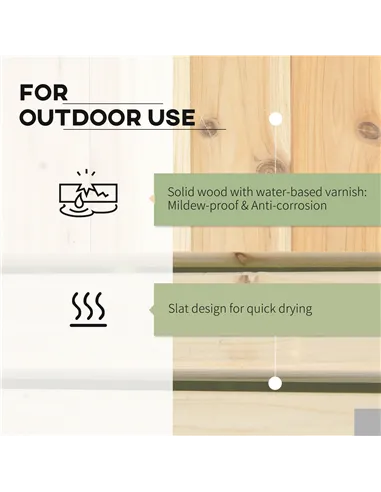 Outsunny 37L Wooden Garden Planter & Bench Combination Garden Raised Bed Patio Park Natural 176 x 38 x 40 cm