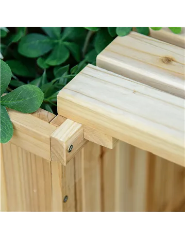 Outsunny 37L Wooden Garden Planter & Bench Combination Garden Raised Bed Patio Park Natural 176 x 38 x 40 cm