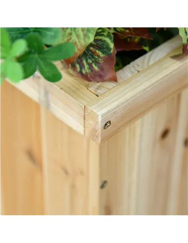 Outsunny 37L Wooden Garden Planter & Bench Combination Garden Raised Bed Patio Park Natural 176 x 38 x 40 cm