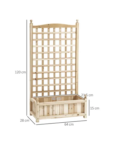 Outsunny Garden Planters with Trellis for Climbing Vines, Wood Raised Beds for Garden, Flower Pot, Indoor Outdoor, Natural