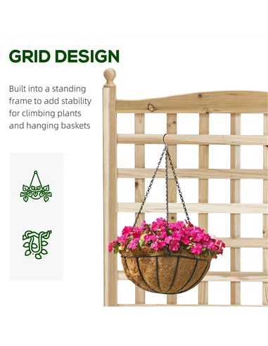 Outsunny Garden Planters with Trellis for Climbing Vines, Wood Raised Beds for Garden, Flower Pot, Indoor Outdoor, Natural
