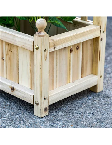 Outsunny Garden Planters with Trellis for Climbing Vines, Wood Raised Beds for Garden, Flower Pot, Indoor Outdoor, Natural