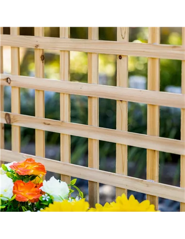 Outsunny Garden Planters with Trellis for Climbing Vines, Wood Raised Beds for Garden, Flower Pot, Indoor Outdoor, Natural