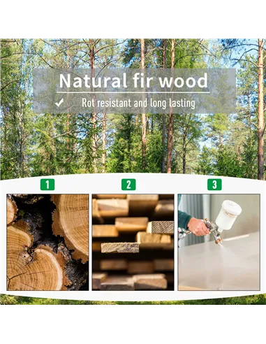 Outsunny 72.5 x 31.5 x 149.5 cm 45L Garden Wooden Pine Trough Planter with Topped Trellis Climbing Plants Flower Raised Bed, Car