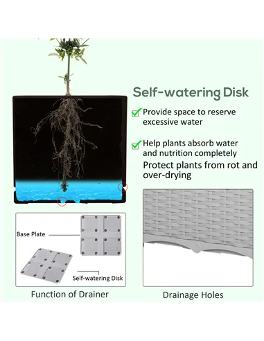 Outsunny Set of 4 26L Garden Raised Bed Elevated Patio Flower Plant Planter Box PP Vegetables Planting Container, Grey