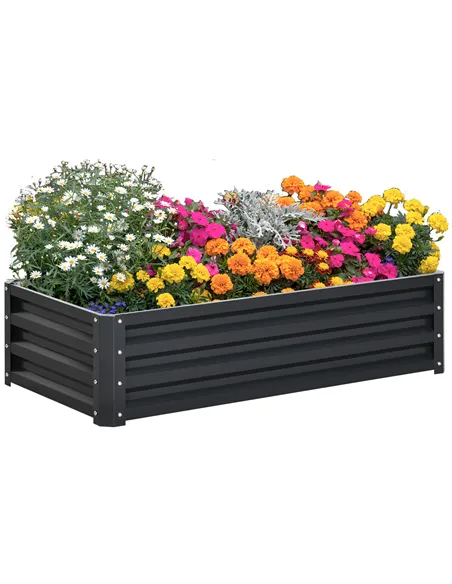 Outsunny Raised Beds for Garden, Galvanized Outdoor Planters, for Herbs and Vegetables, Use for Patio, Backyard, Balcony, Grey