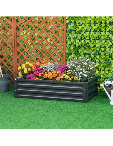 Outsunny Raised Beds for Garden, Galvanized Outdoor Planters, for Herbs and Vegetables, Use for Patio, Backyard, Balcony, Grey