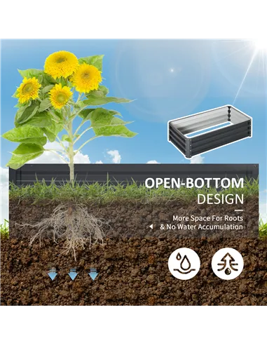 Outsunny Raised Beds for Garden, Galvanized Outdoor Planters, for Herbs and Vegetables, Use for Patio, Backyard, Balcony, Grey