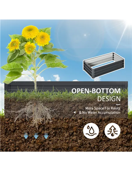 Outsunny Raised Beds for Garden, Galvanized Outdoor Planters, for Herbs and Vegetables, Use for Patio, Backyard, Balcony, Grey
