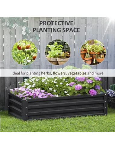 Outsunny Raised Beds for Garden, Galvanized Outdoor Planters, for Herbs and Vegetables, Use for Patio, Backyard, Balcony, Grey