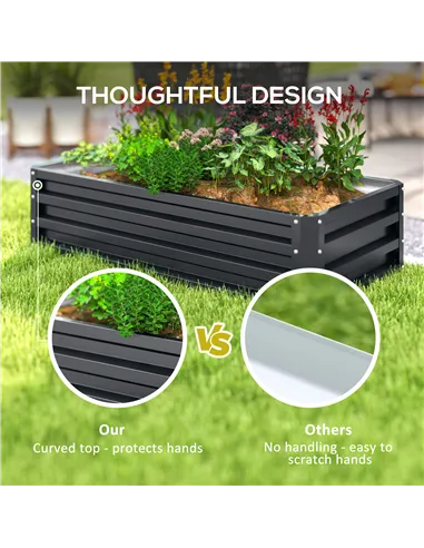 Outsunny Raised Beds for Garden, Galvanized Outdoor Planters, for Herbs and Vegetables, Use for Patio, Backyard, Balcony, Grey