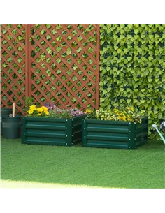 Outsunny Set of Two 60 x 60cm Steel Planter Boxes - Green 2