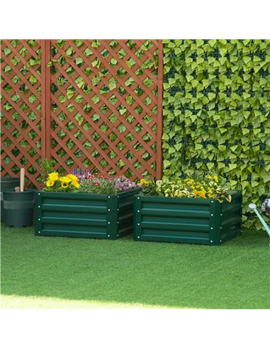 Outsunny Set of Two 60 x 60cm Steel Planter Boxes - Green