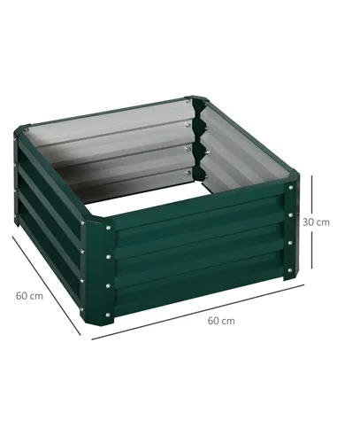 Outsunny Set of Two 60 x 60cm Steel Planter Boxes - Green