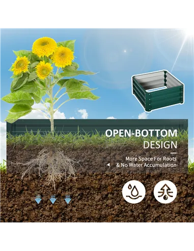 Outsunny Set of Two 60 x 60cm Steel Planter Boxes - Green