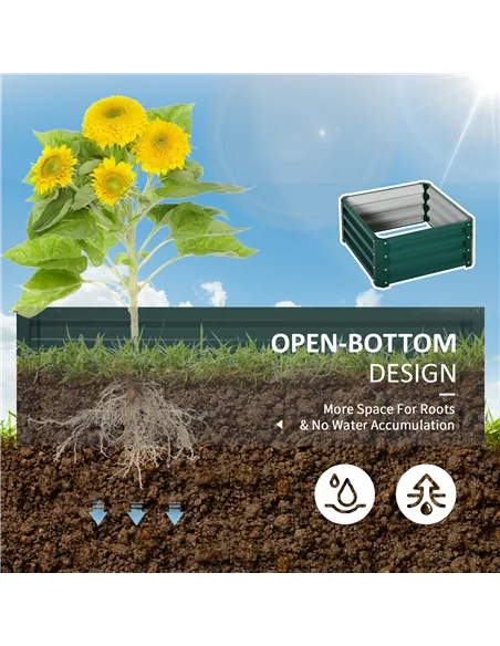 Outsunny Set of Two 60 x 60cm Steel Planter Boxes - Green