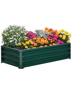 Outsunny Raised Beds for Garden, Galvanized Outdoor Planters, for Herbs and Vegetables, Use for Patio, Backyard, Balcony, Green