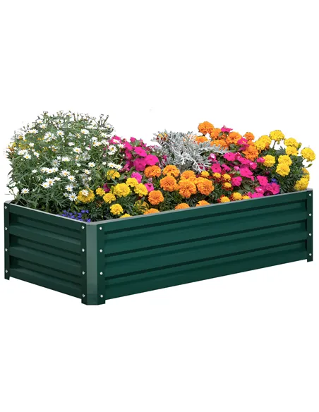 Outsunny Raised Beds for Garden, Galvanized Outdoor Planters, for Herbs and Vegetables, Use for Patio, Backyard, Balcony, Green