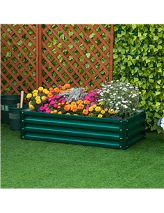 Outsunny Raised Beds for Garden, Galvanized Outdoor Planters, for Herbs and Vegetables, Use for Patio, Backyard, Balcony, Green 2