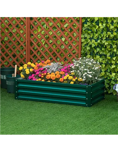 Outsunny Raised Beds for Garden, Galvanized Outdoor Planters, for Herbs and Vegetables, Use for Patio, Backyard, Balcony, Green