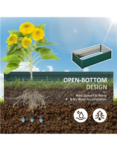 Outsunny Raised Beds for Garden, Galvanized Outdoor Planters, for Herbs and Vegetables, Use for Patio, Backyard, Balcony, Green
