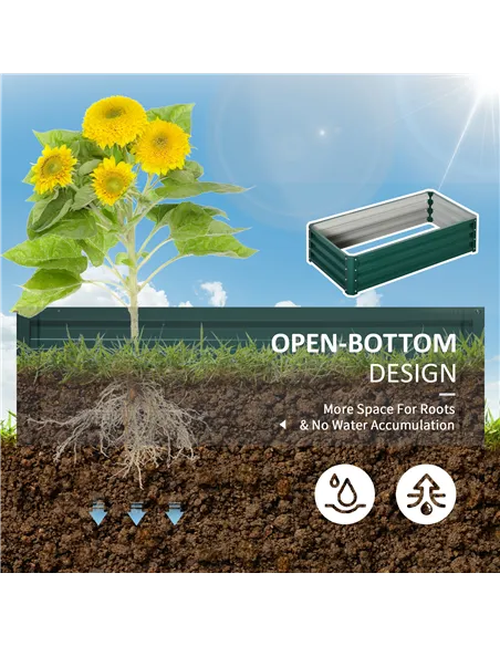Outsunny Raised Beds for Garden, Galvanized Outdoor Planters, for Herbs and Vegetables, Use for Patio, Backyard, Balcony, Green