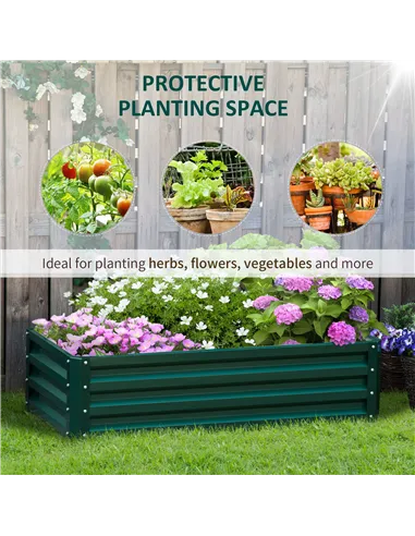 Outsunny Raised Beds for Garden, Galvanized Outdoor Planters, for Herbs and Vegetables, Use for Patio, Backyard, Balcony, Green