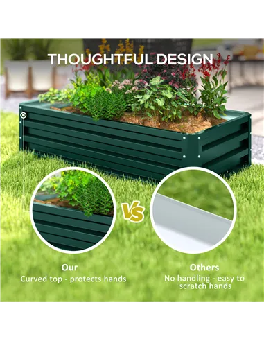 Outsunny Raised Beds for Garden, Galvanized Outdoor Planters, for Herbs and Vegetables, Use for Patio, Backyard, Balcony, Green