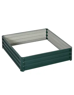 Outsunny Square Raised Garden Bed Box with Weatherized Steel Frame for Vegetables, Flowers, & Herbs, 120 x 120 x 30cm, Green