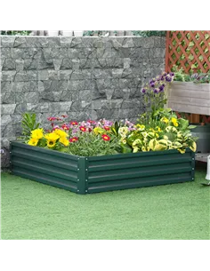 Outsunny Square Raised Garden Bed Box with Weatherized Steel Frame for Vegetables, Flowers, & Herbs, 120 x 120 x 30cm, Green 2