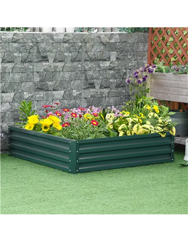 Outsunny Square Raised Garden Bed Box with Weatherized Steel Frame for Vegetables, Flowers, & Herbs, 120 x 120 x 30cm, Green