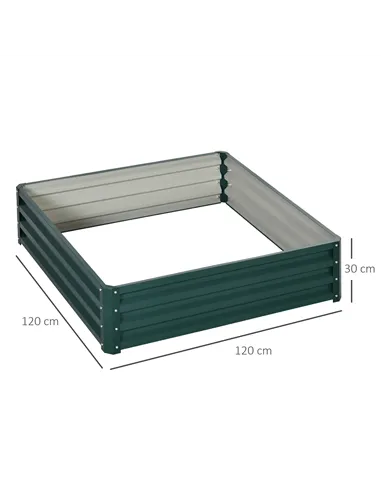 Outsunny Square Raised Garden Bed Box with Weatherized Steel Frame for Vegetables, Flowers, & Herbs, 120 x 120 x 30cm, Green