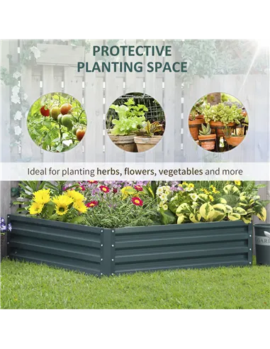 Outsunny Square Raised Garden Bed Box with Weatherized Steel Frame for Vegetables, Flowers, & Herbs, 120 x 120 x 30cm, Green