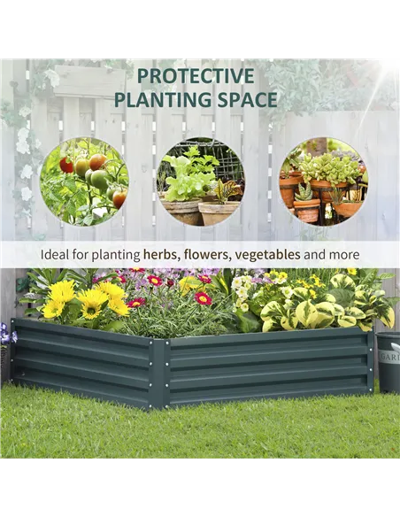 Outsunny Square Raised Garden Bed Box with Weatherized Steel Frame for Vegetables, Flowers, & Herbs, 120 x 120 x 30cm, Green
