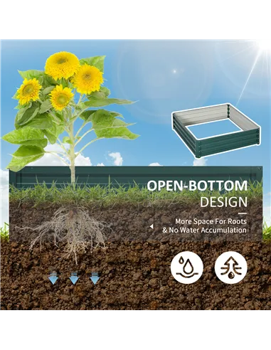 Outsunny Square Raised Garden Bed Box with Weatherized Steel Frame for Vegetables, Flowers, & Herbs, 120 x 120 x 30cm, Green