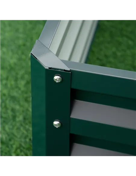 Outsunny Square Raised Garden Bed Box with Weatherized Steel Frame for Vegetables, Flowers, & Herbs, 120 x 120 x 30cm, Green