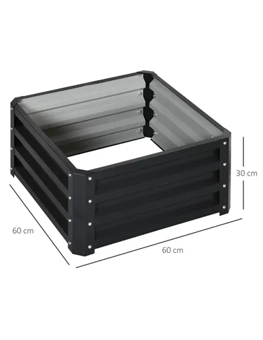 Outsunny Set of Two 60 x 60cm Steel Planter Boxes - Grey