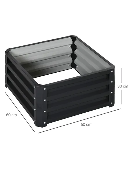 Outsunny Set of Two 60 x 60cm Steel Planter Boxes - Grey