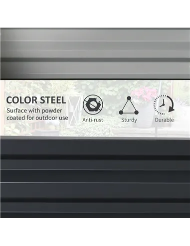 Outsunny Set of Two 60 x 60cm Steel Planter Boxes - Grey