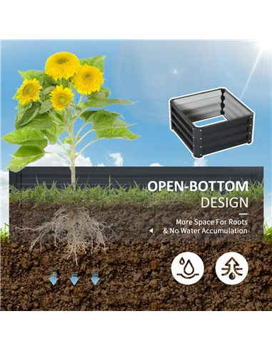 Outsunny Set of Two 60 x 60cm Steel Planter Boxes - Grey