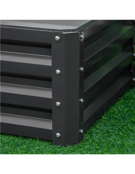 Outsunny Set of Two 60 x 60cm Steel Planter Boxes - Grey