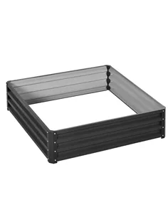 Outsunny 432L Square Raised Garden Bed Box with Weatherized Steel Frame for Vegetables, Flowers and Herbs, 120 x 120 x 30cm, Gre
