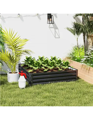 Outsunny 432L Square Raised Garden Bed Box with Weatherized Steel Frame for Vegetables, Flowers and Herbs, 120 x 120 x 30cm, Gre