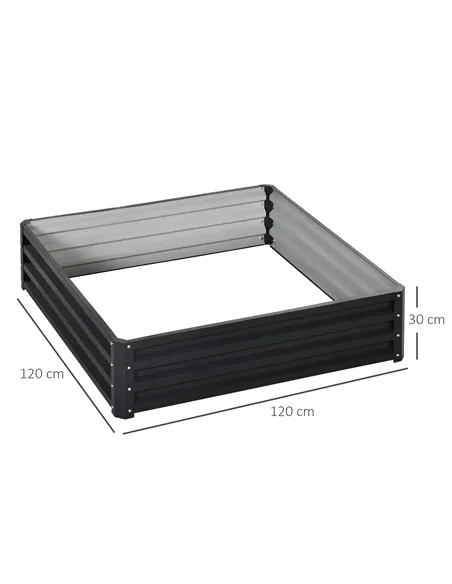 Outsunny 432L Square Raised Garden Bed Box with Weatherized Steel Frame for Vegetables, Flowers and Herbs, 120 x 120 x 30cm, Gre