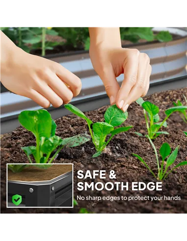 Outsunny 432L Square Raised Garden Bed Box with Weatherized Steel Frame for Vegetables, Flowers and Herbs, 120 x 120 x 30cm, Gre