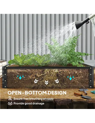 Outsunny 432L Square Raised Garden Bed Box with Weatherized Steel Frame for Vegetables, Flowers and Herbs, 120 x 120 x 30cm, Gre