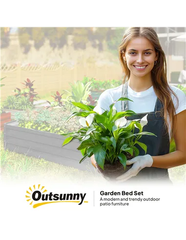 Outsunny 432L Square Raised Garden Bed Box with Weatherized Steel Frame for Vegetables, Flowers and Herbs, 120 x 120 x 30cm, Gre
