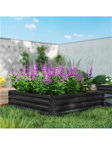 Outsunny 432L Square Raised Garden Bed Box with Weatherized Steel Frame for Vegetables, Flowers and Herbs, 120 x 120 x 30cm, Gre